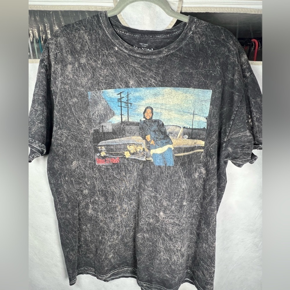 Boys N The Hood Men T-Shirt Acid Washed Gray Excellent Condition Size XL